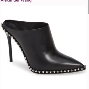 Alexander Wang studded black leather mule heels